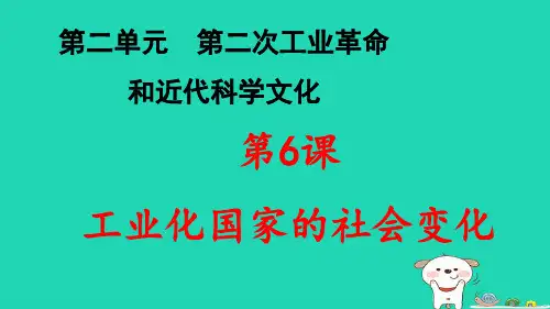 九年级历史下册第2单元第二次工业革命和近代科学文化第6课工业化国家的社会变化pptx课件人教部编版