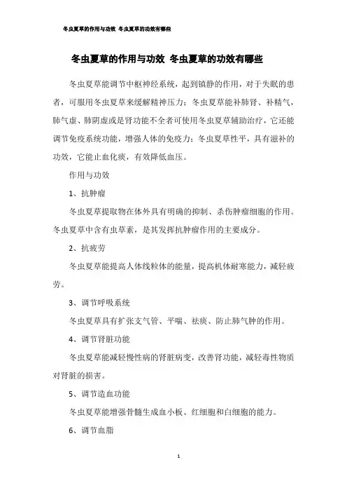 冬虫夏草的作用与功效 冬虫夏草的功效有哪些