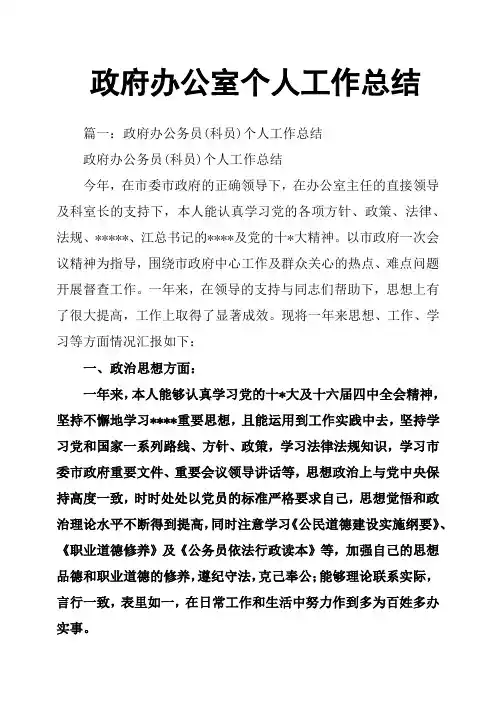 政府办公室个人工作总结