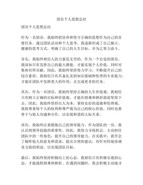 团员个人思想总结