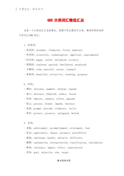 GRE分类词汇精选汇总