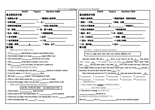 仁爱英语八年级下册Unit5Topic1知识点总结及词汇测试(新版)