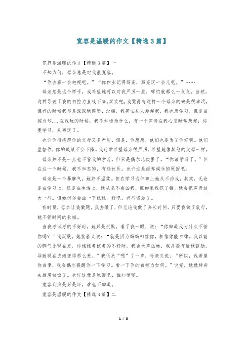 宽容是温暖的作文【精选3篇】