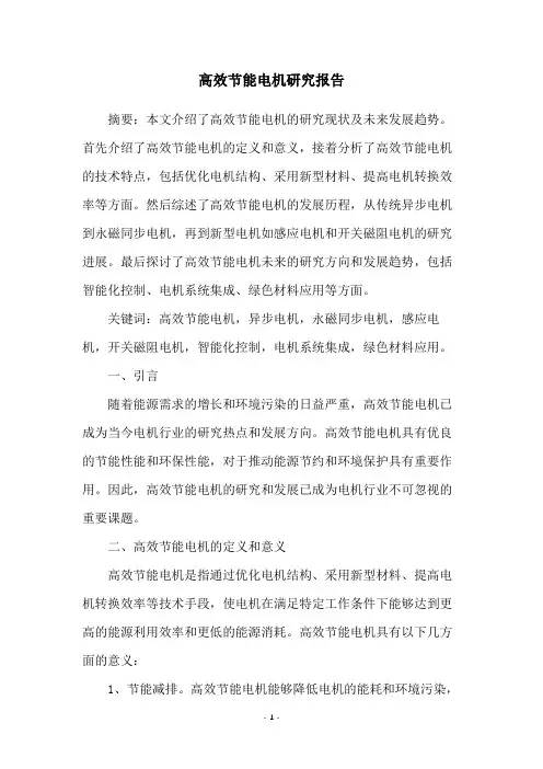 高效节能电机研究报告
