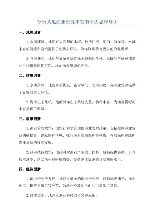 分析某地渔业资源丰富的原因思维导图