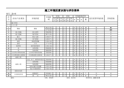 (-水利水电工程-)环境因素识别与评价清单