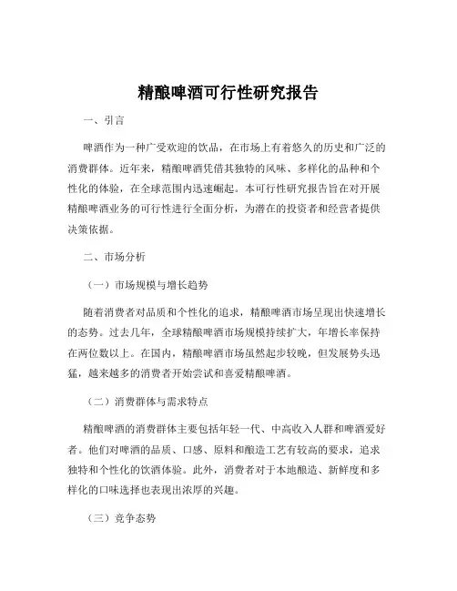 精酿啤酒可行性研究报告