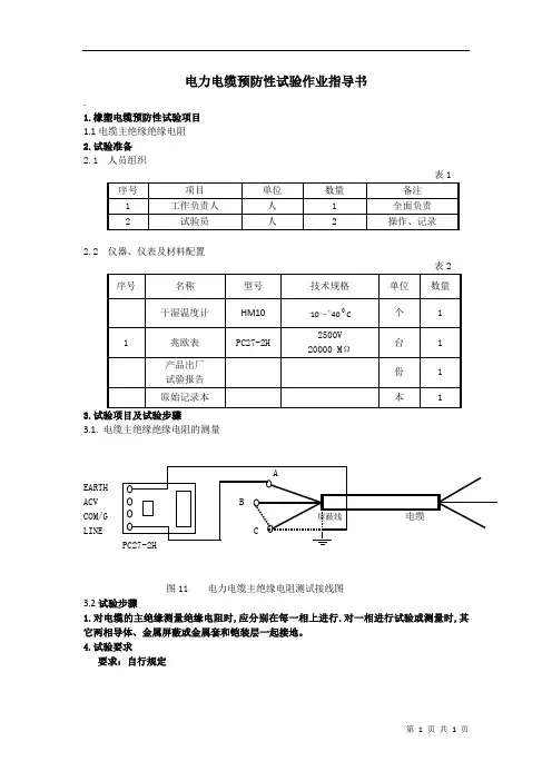 电力电缆预防性试验作业指导书