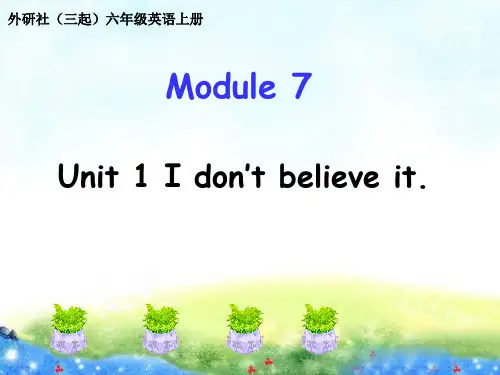外研版六年级上册英语Module 7 Unit 1 I don't believe it课件