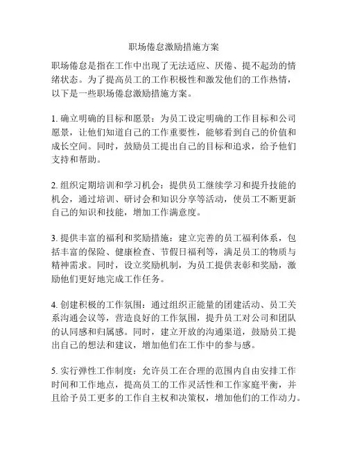 职场倦怠激励措施方案