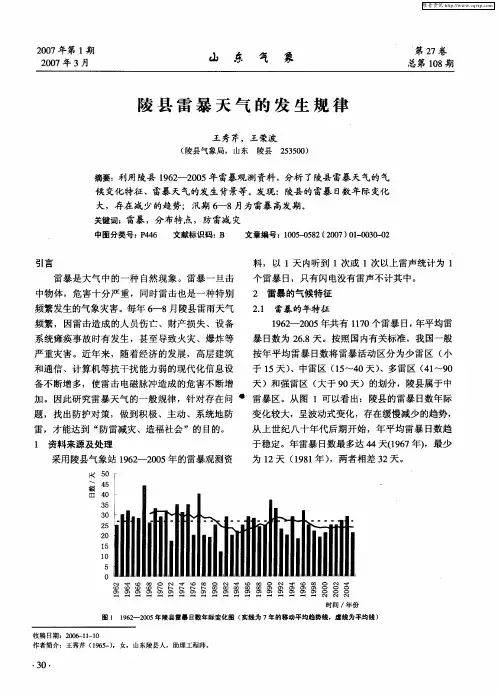 陵县雷暴天气的发生规律
