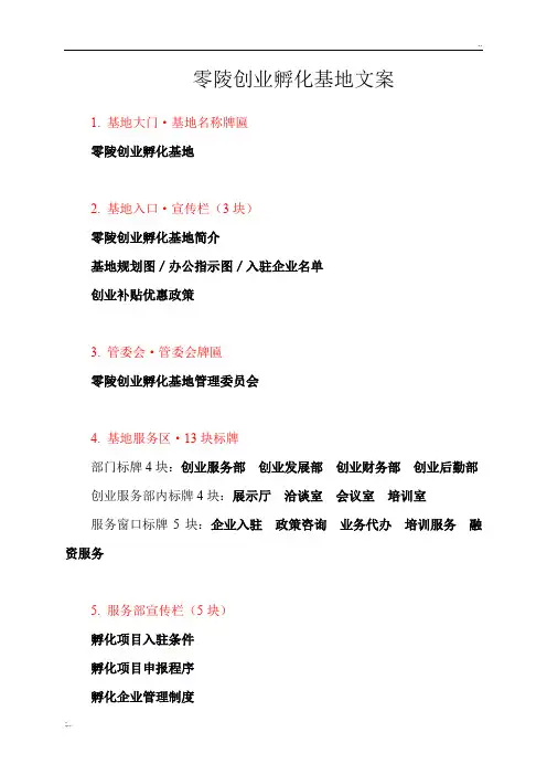 零陵创业孵化基地文案
