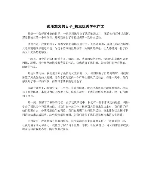 那段难忘的日子_初三优秀学生作文