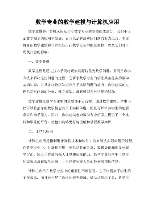 数学专业的数学建模与计算机应用