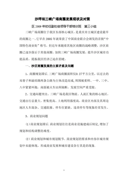 沙坪坝三峡广场商圈发展现状及对策概要【范本模板】