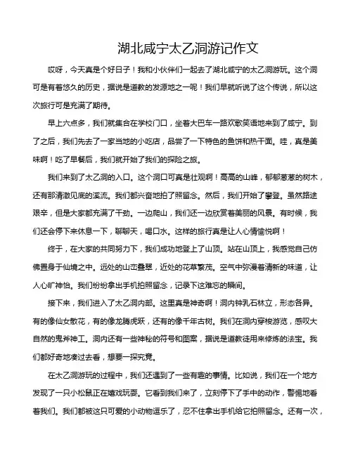 湖北咸宁太乙洞游记作文