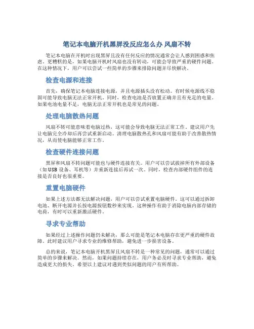 笔记本电脑开机黑屏没反应怎么办风扇不转