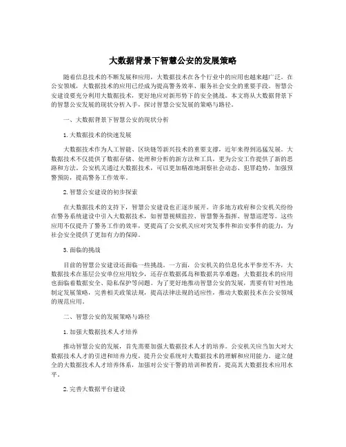大数据背景下智慧公安的发展策略