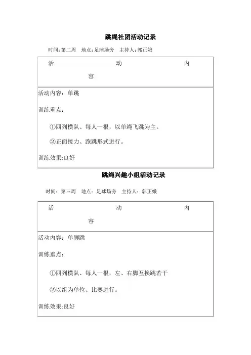 跳绳社团活动记录