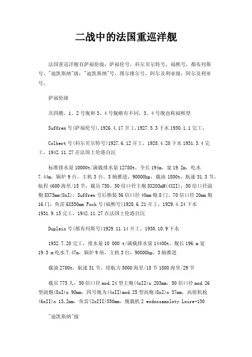 二战中的法国重巡洋舰