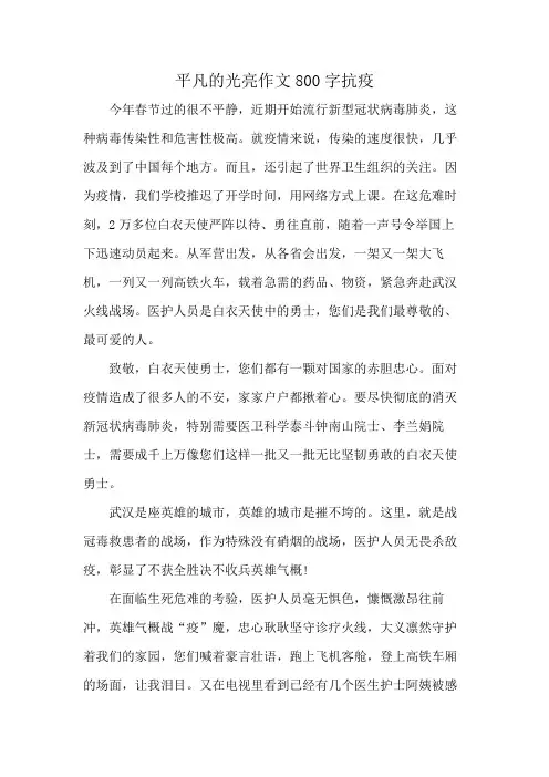 平凡的光亮作文800字抗疫