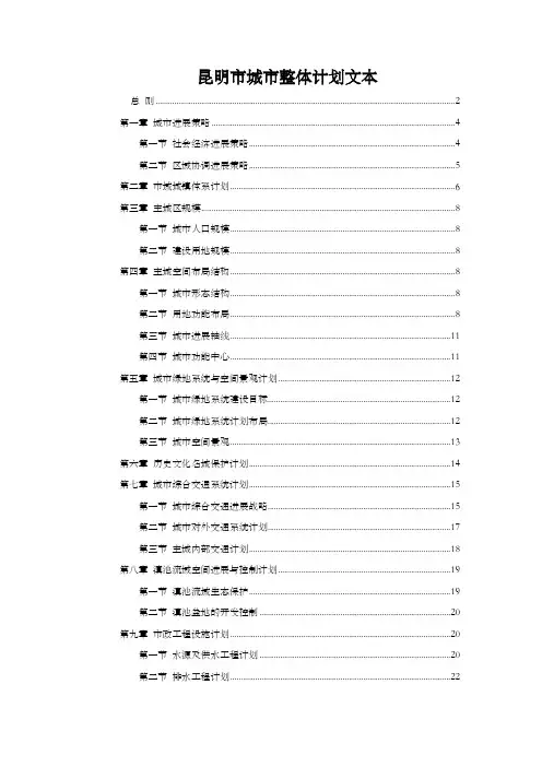 昆明市整体计划文本