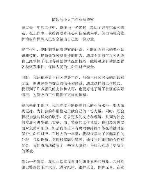 简短的个人工作总结警察