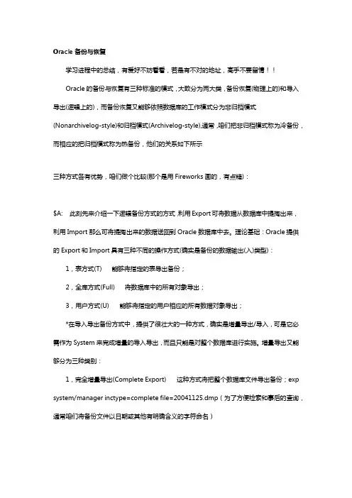 Oracle备份恢复方案