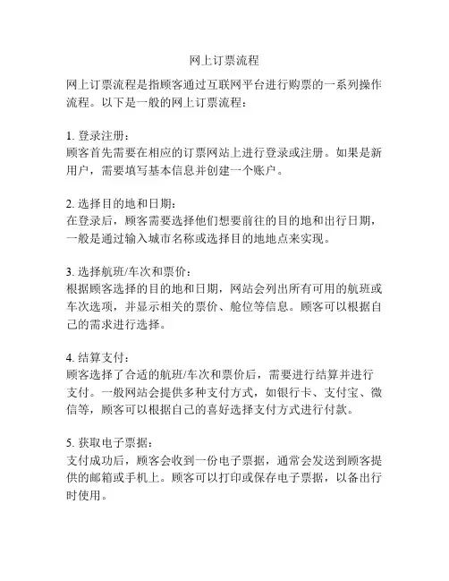 网上订票流程