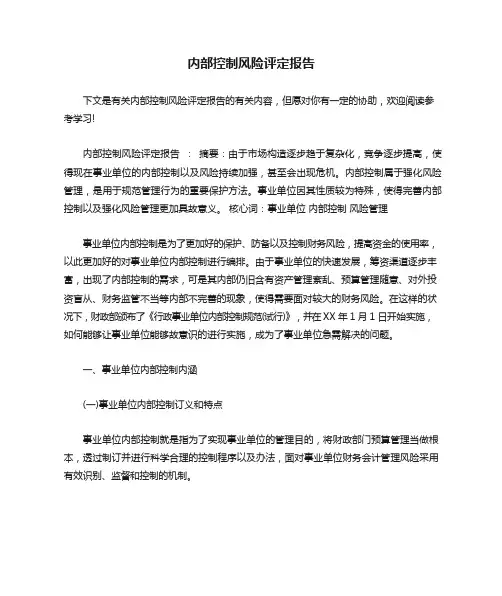 内部控制风险评估报告
