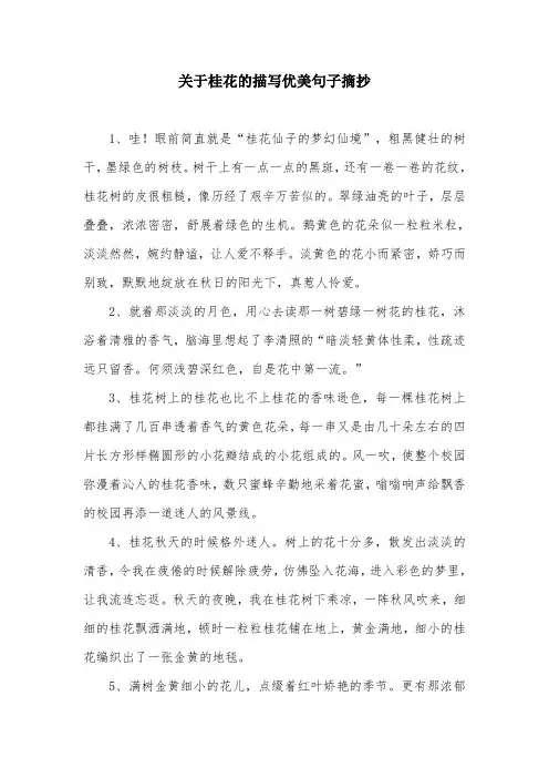 桂花的描写优美句子摘抄大全