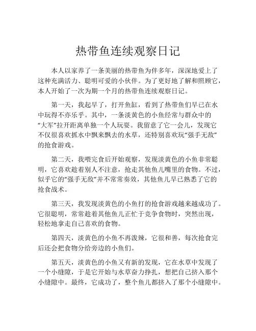 热带鱼连续观察日记