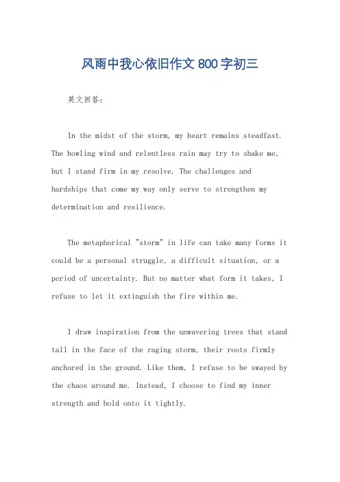 风雨中我心依旧作文800字初三