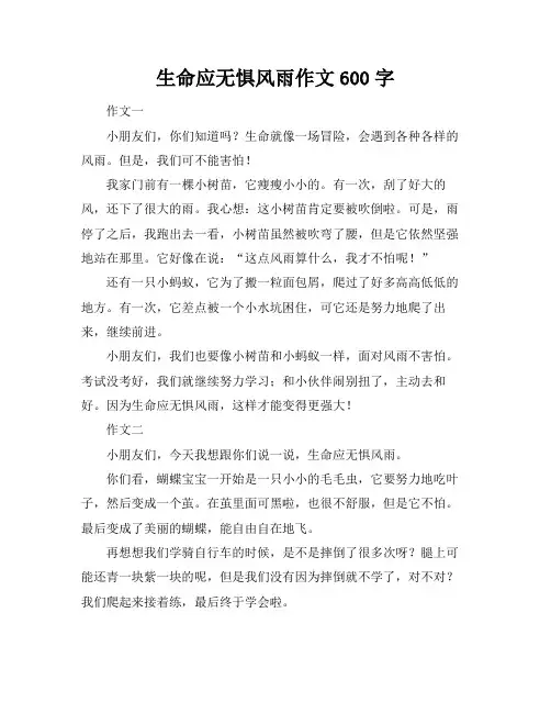 生命应无惧风雨作文600字