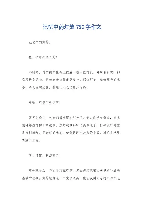 记忆中的灯笼750字作文