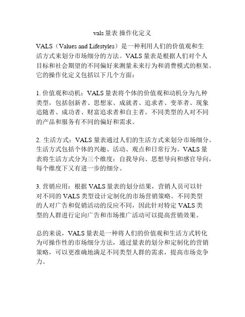 vals量表 操作化定义