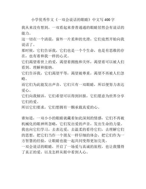 小学优秀作文《一双会说话的眼睛》中文写400字