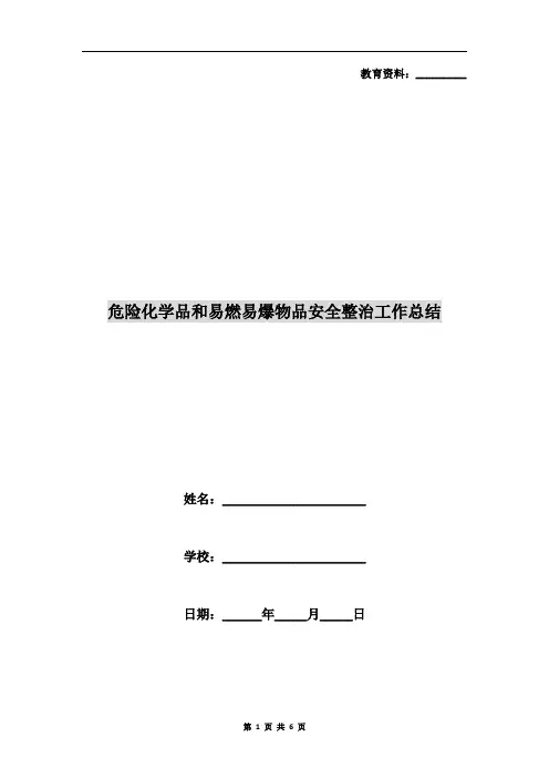 危险化学品和易燃易爆物品安全整治工作总结 2