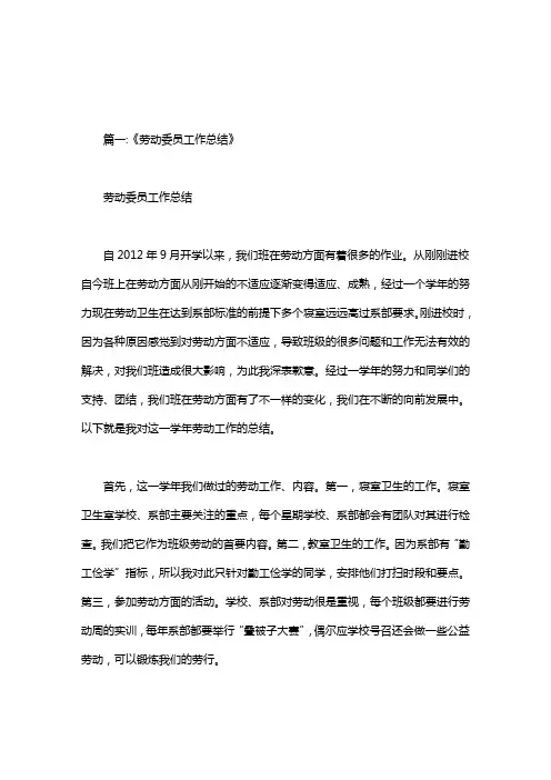 劳动委员述职报告