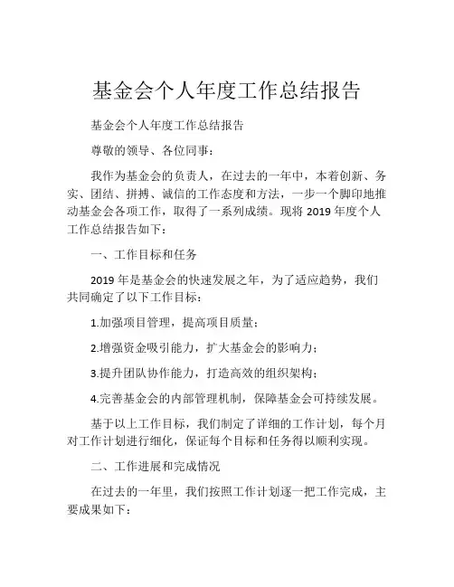 基金会个人年度工作总结报告