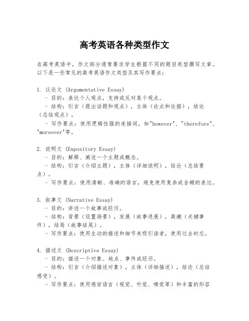 高考英语各种类型作文