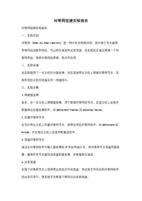 对等网组建实验报告