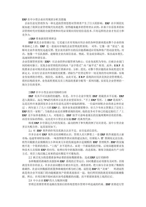 ERP在中小型企业应用现状分析及措施