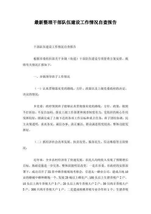 最新整理干部队伍建设工作情况自查报告.docx