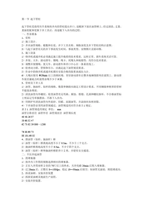 井下作业工序