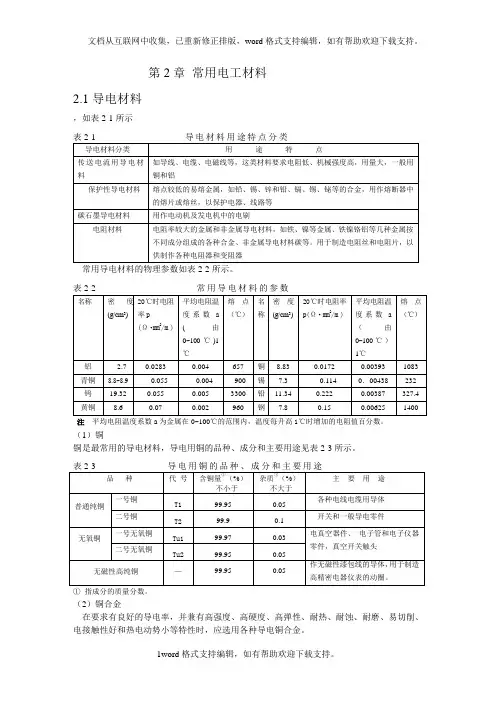 电工手册第二章常用电工材料