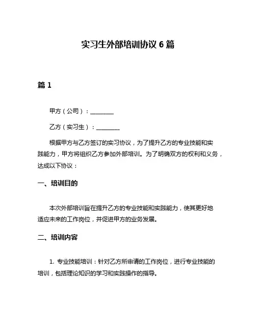 实习生外部培训协议6篇