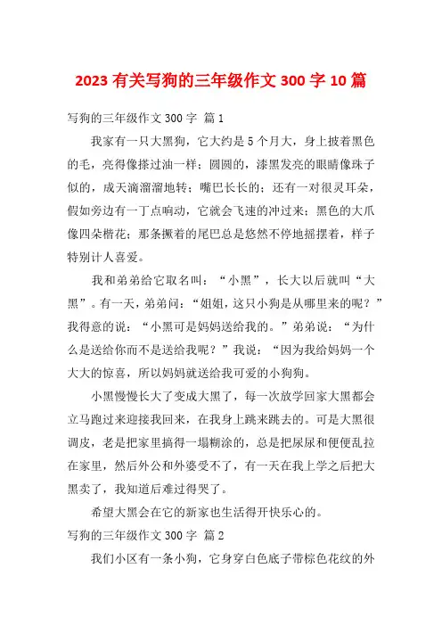 2023有关写狗的三年级作文300字10篇