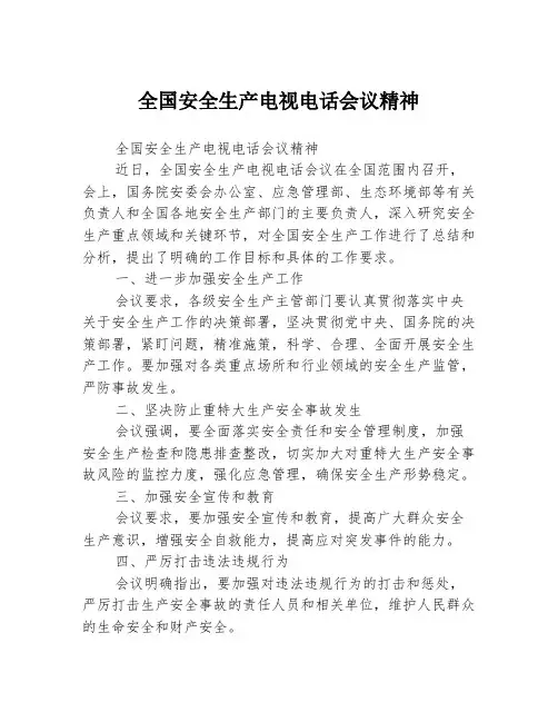 全国安全生产电视电话会议精神
