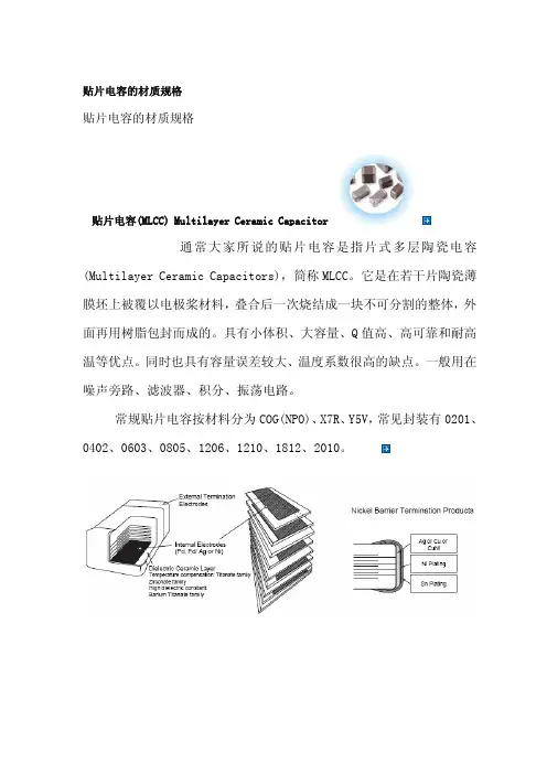 最全贴片电容规格书